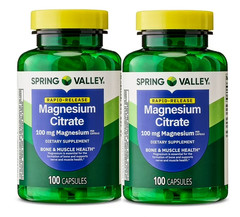 Spring Valley Magnesium Citrate 100mg Capsules, Dietary Supplement 100 Count 2PK