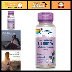 Bilberry Extract 60mg VegCaps – Vision & Circulatory Health Support, Vegan, 60 S