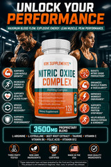 1 Btl Nitric Oxide 3500mg L-Arginine Citrulline Build Muscle Pump Growth Pills