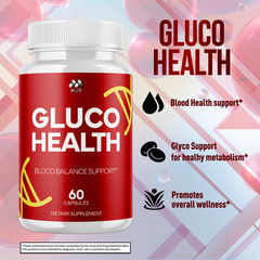 (3 Pack) Gluco Health Advanced Support Blood Sugar Supplement 180 Capsules