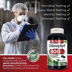 Lab – Chlorophyll – pure – 800 mg per serving- 200 Softgels – chlorophyll capsul