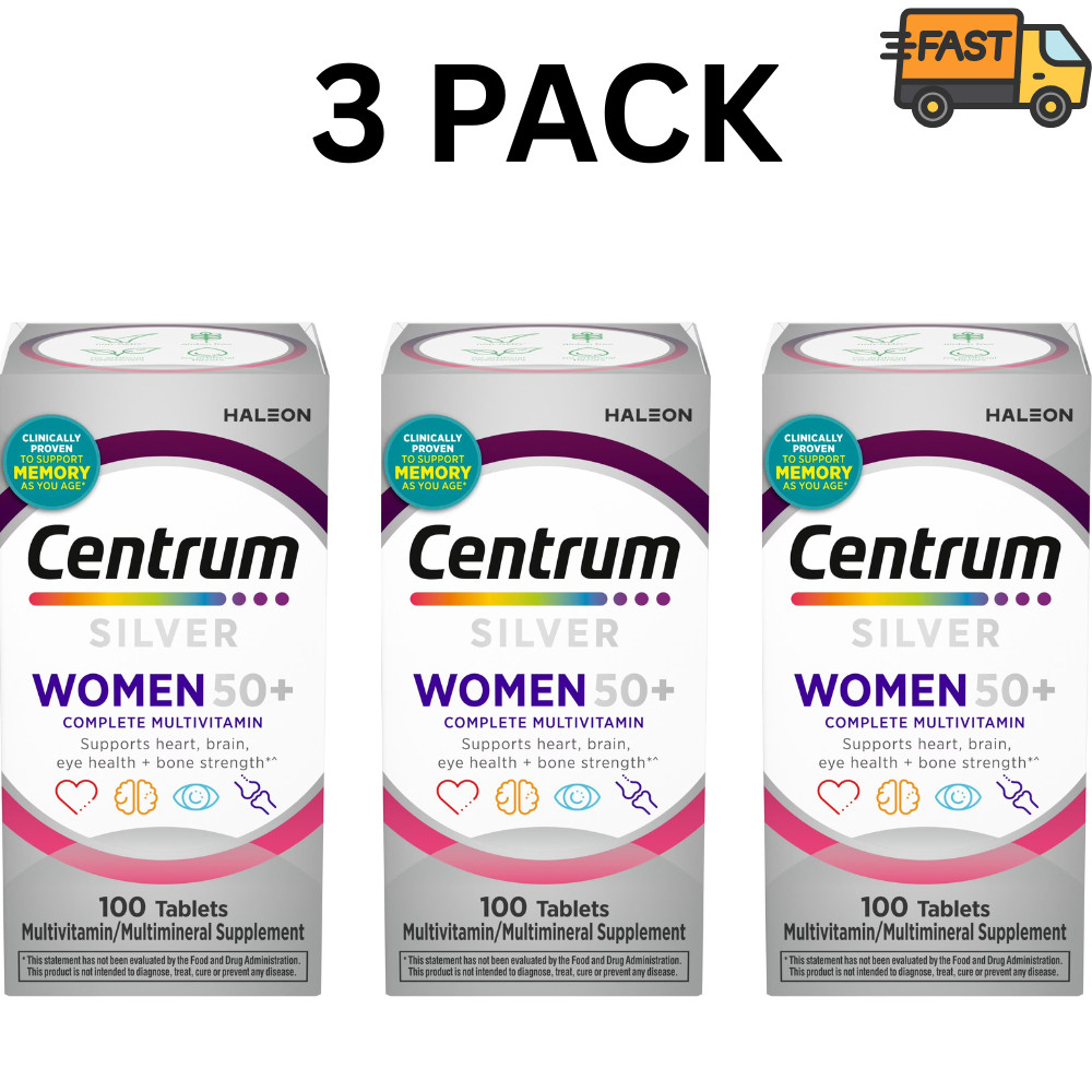 Centrum Silver Women 50 Plus Vitamins B C D3 E 100 Tablets Pack of 3