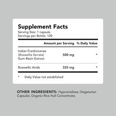 Boswellia Serrata Extract. 500mg 120 Veggie Capsules. 65% Boswellic Acids wit…
