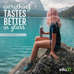 Ello Syndicate 20oz Reusable Glass Water Bottle with 20 Ounces, Bold Blue