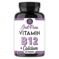 Angry Supplements Just Pure Vitamin B12 + Calcium Capsules, Health Energy 2-Pack
