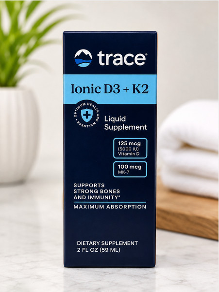 Trace Ionic D3 K2 Liquid Supplement 125 Mcg Supports & Bones And Immunity 2 OZ