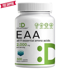 Essential Amino Acids (EAA) 2000mg Per Serving, 300 Capsules – Unflavored – 9 in