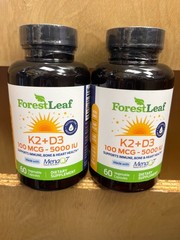 2 Forest leaf Vitamin D3 + K2 (MK7) Supplement – Menaq7 – Calcium and Vitamin D3