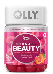OLLY Undeniable Beauty Gummies Hair Skin Nails Biotin 2500 mcg 60 Count