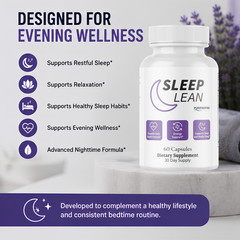 Sleep Lean Restful Sleep Support Dietary Supplement – 60 Capsules | 12 Bottles