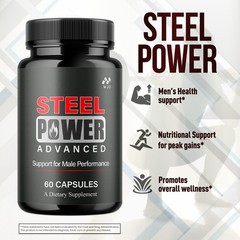 (1 Pack) Steel Power Advanced Male Health Support Supplement SteelPower 60 Caps