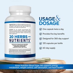 Arazo Nutrition Blood Sugar 365 Supplement – Supports 120 Count (Pack of 1)