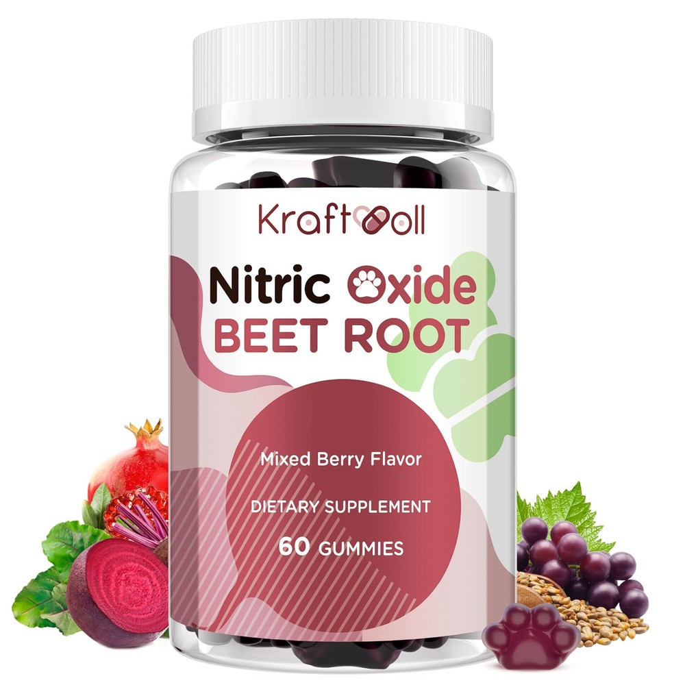Kraftvoll Beet Root Gummies 6000mg – Nitric Oxide Booster with Grape Seed, Po…