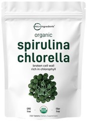 Organic Chlorella Spirulina Tablets 3000mg Per Serving 720Counts 4 Months Supply