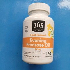 365 by Whole Foods Evening Primrose Oil. Cold Pressed. 500mg 120 Sofgels 02/2028