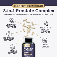 Prostate Health 1000mg 3X Formula w/ Saw Palmetto Capsules for Men
