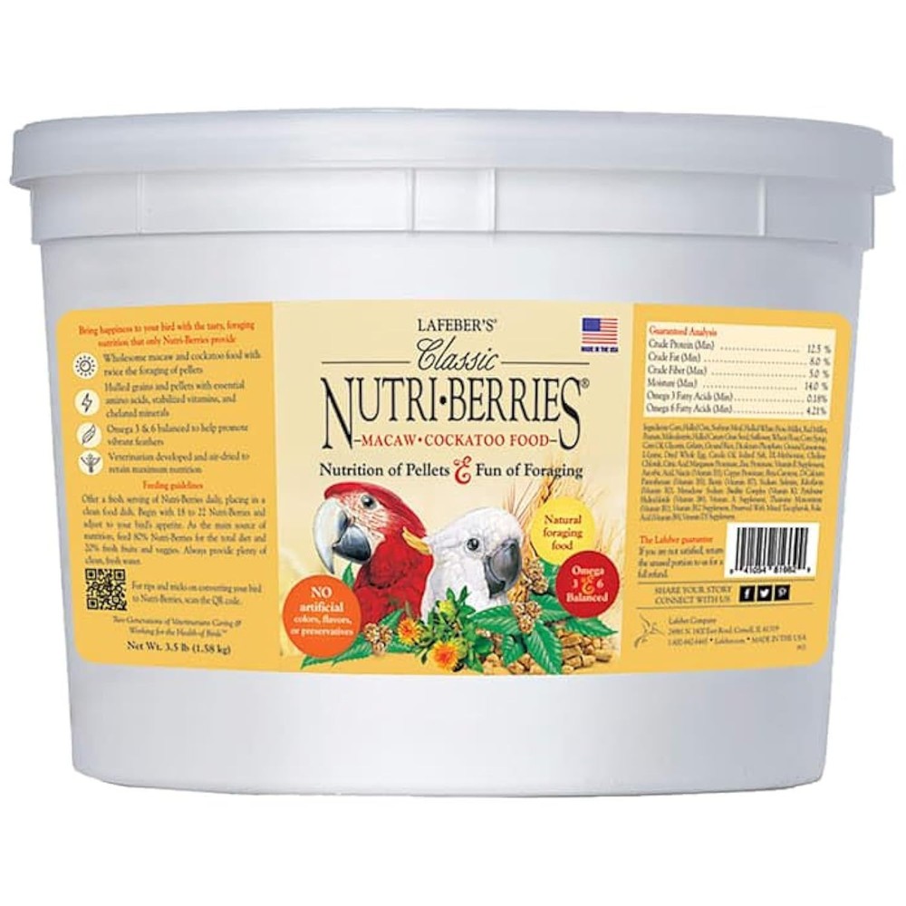Lafeber’s Classic Nutri-Berries for Macaw / Cockatoo 3.5 lb. Tub