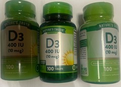 3 Pack New Nature’s Truth D3 400 IU Tablets (10 mcg) 100 Ct 12/26 & 2027