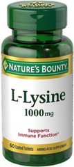 Nature’s Bounty L-LYSINE 1000mg 60 Tablets Exp 04/26 support immune function