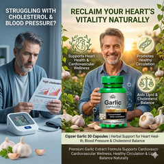 Cipzer Garlic 30 Capsules | Balance Cholesterol, Support Heart & Blood Pressure