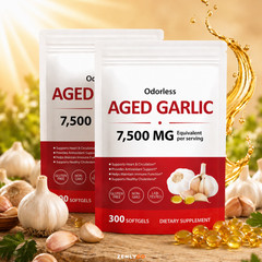 2 PACK Odorles Aged Garlic Extract, 300 Softgels, 7500mg Odorless | Heart Immune
