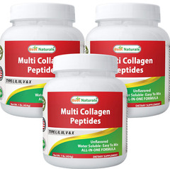 3 Pack Best Naturals Multi Collagen Peptide Powder 1 Pound