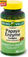 Spring Valley Spring – Valley Papaya Enzyme Complex Tablets – 180 Chewable Table