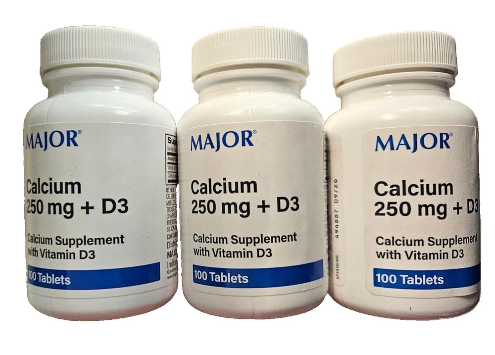 Major Calcium 250mg w/ D3 100 Tablets ( 3 pack ) __