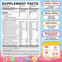 Nextdia Omega 3 (EPA/DHA) Filled Gummies for Kids Teen with Multivitamin, Calciu