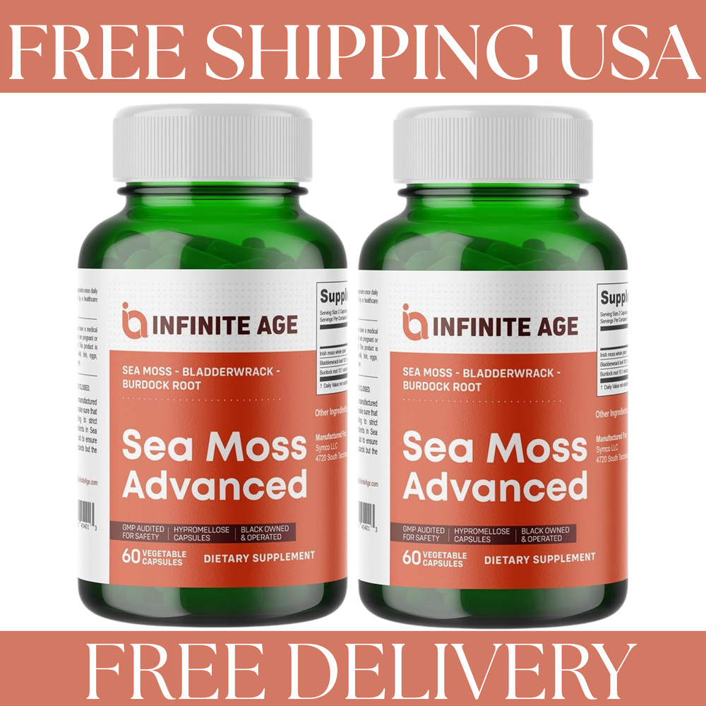 INFINITE AGE 2 Pack of 1250mg Sea Moss Advanced Superfood Capsules, 60 Count