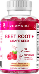 Vitamatic 2 Packs Beet Root Gummies – 3000 mg Equivalent Per Serving – 60 Gummie