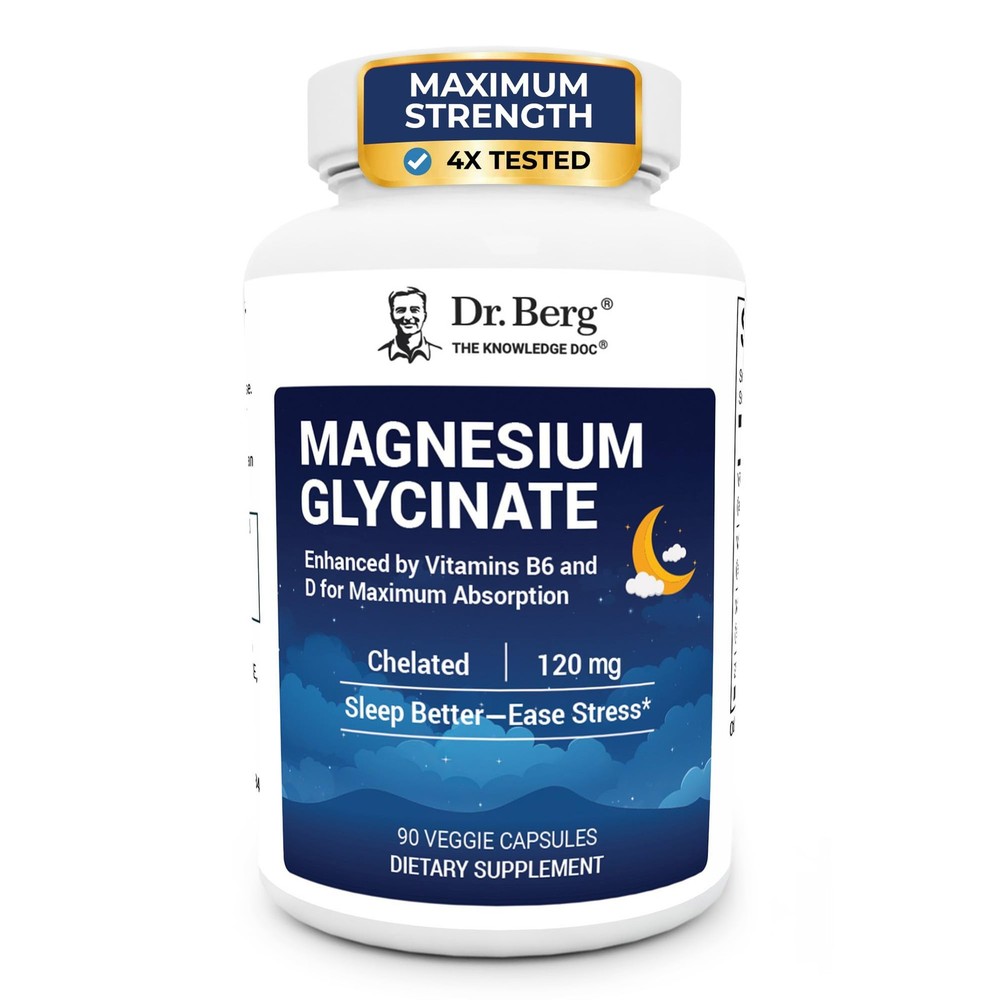 Dr. Berg Magnesium Glycinate 90ct – 4-in-1 Chelated for 90 Count (Pack of 1)