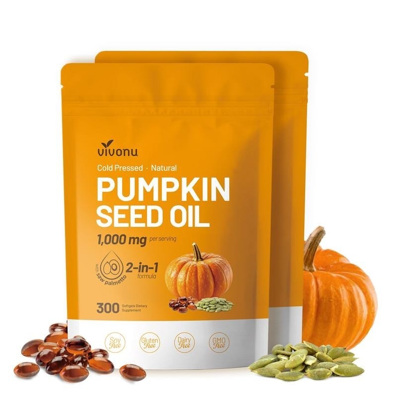 2 Pack Natural Pumpkin Seed Oil Saw Palmetto Softgels Prostate Support 600ct