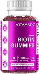 Vitamatic Biotin Gummies 10,000 mcg for Stronger Hair, Skin & Nails – 60 Vega…