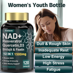 NAD + Boosting 1500mg Resveratrol, Quercetin Support Cellular Energy, Anti-aging