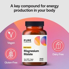 PureFormulas Magnesium Malate Capsules – Chelated Magnesium as DiMagnesium Ma…