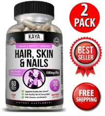 (2 Pack) Hair Skin Nail 60ct Capsules, BIOTIN, Vitamins, D & B-12, Folic Acid