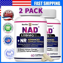 2 Pack NAD Supplement 1,119 mg Green Tea + Astaxanthin for Women & Men Energy