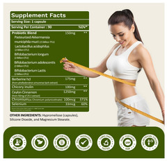 Akkermansia Muciniphila Probiotic Gut Health Berberine Weight Support 90Cp