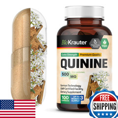 Bio Krauter Quinine For Leg Cramps Capsules 500 Mg – 100 Count – Cinchona Bark