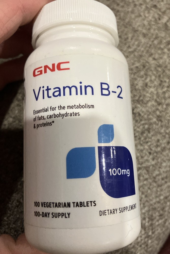 GNC Vitamin B-2 100mg 100 Vegetarian Tablets EXP 7/28