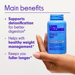 Love Wellness Sparkle Fiber | Fiber Supplement with Digestive Enzymes | Green…
