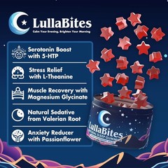 LullaBites Natural Relax Sleep Gummies Made In USA 60 Gummies 30 Daily Servings