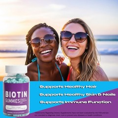 2pk Biotin Collagen Hair Skin Nails Health Supplement Gummies 120 Ct Mens Womens