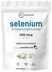 Micro Ingredients Selenium Supplements for Women & Men 500 Count (Pack of 1)