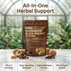 Holior 18-in-1 Wormwood Black Walnut Cloves Gut Digestive Softgels 6600mg