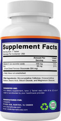 Ferrous Gluconate 324 Mg + Vitamin C 100 Mg – No Artificial Color Additives – Ge