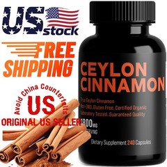 True Ceylon Cinnamon 1800mg | Organic | 240 Capsules | High Potency | Free Ship