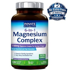 Magnesio 6 en 1 Complejo 1160 mg con Glicinato, Citrato, Carbonato 120 Cápsulas