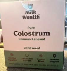 Milk Wealth Bovine Colostrum Powder 50G Igg Gut Health 25 Single-Serve Packets